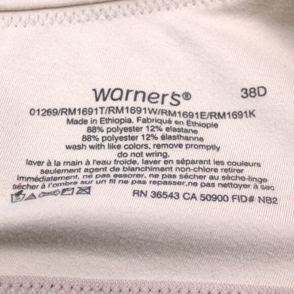 Warners Womens 38D Blissful Benefits Soft Wireless Bra Lightly Lined RM1691W - Picture 5 of 8